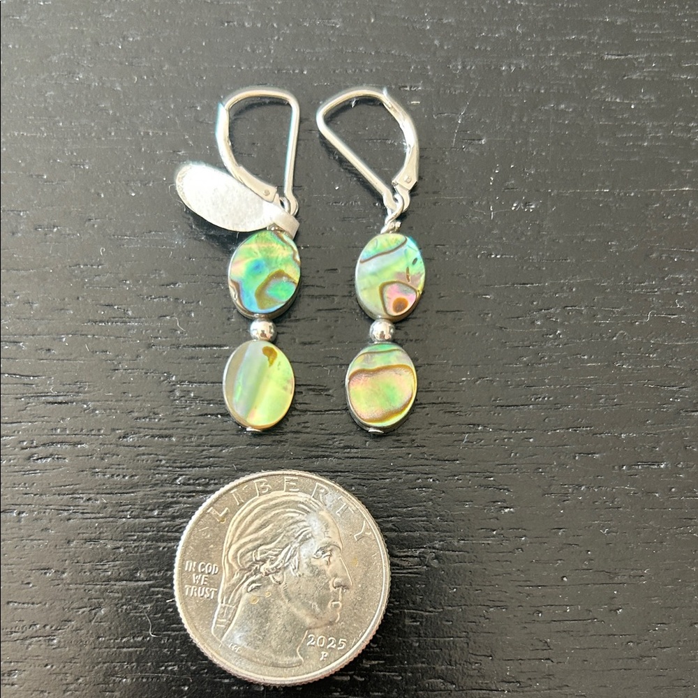 Elegant Silver Abalone Drop Earrings